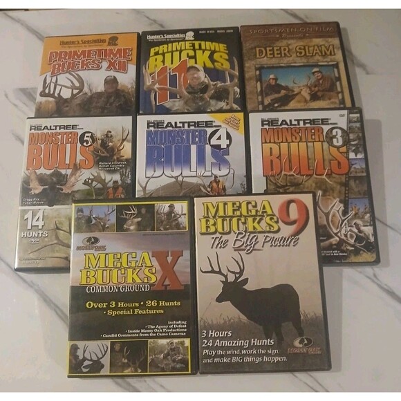 Hunting DVD Lot Of 8 Primetime Bucks Mega Bucks Monster Bulls - Picture 1 of 4